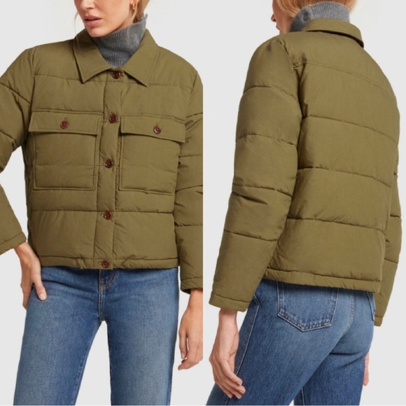 Alex Mill Jackets & Blazers - Alex Mill Womens Quilted Cropped Puffer Jacket Corduroy Barn Coat Cotton Green S